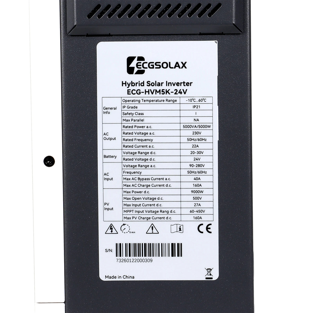 5kW 24V Hybrid Solar Inverter with MPPT All-in-One Off-Grid Solar Power System