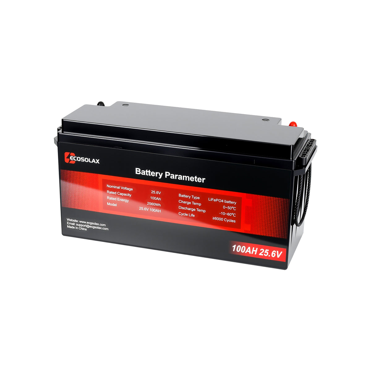 24V 100Ah LiFePO4 Battery | 2560Wh Deep Cycle Lithium Battery for Solar Energy Storage