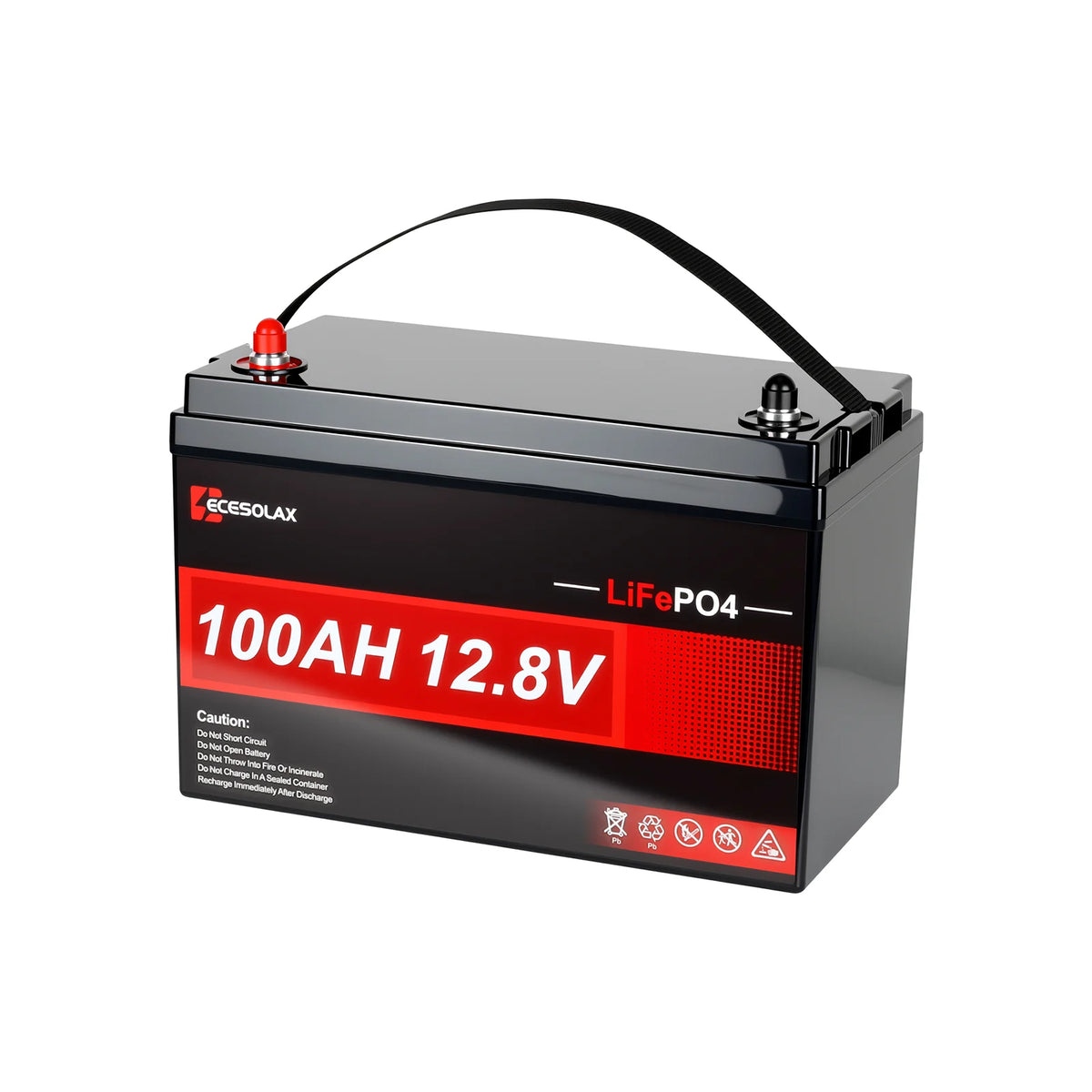 12.8V 100Ah LiFePO4 Lithium Battery 1280Wh Deep Cycle Battery with Smart BMS