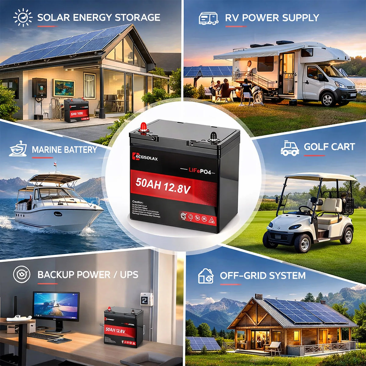 12V 50Ah LiFePO4 lithium battery series and parallel connection for solar battery storage RV marine off grid system