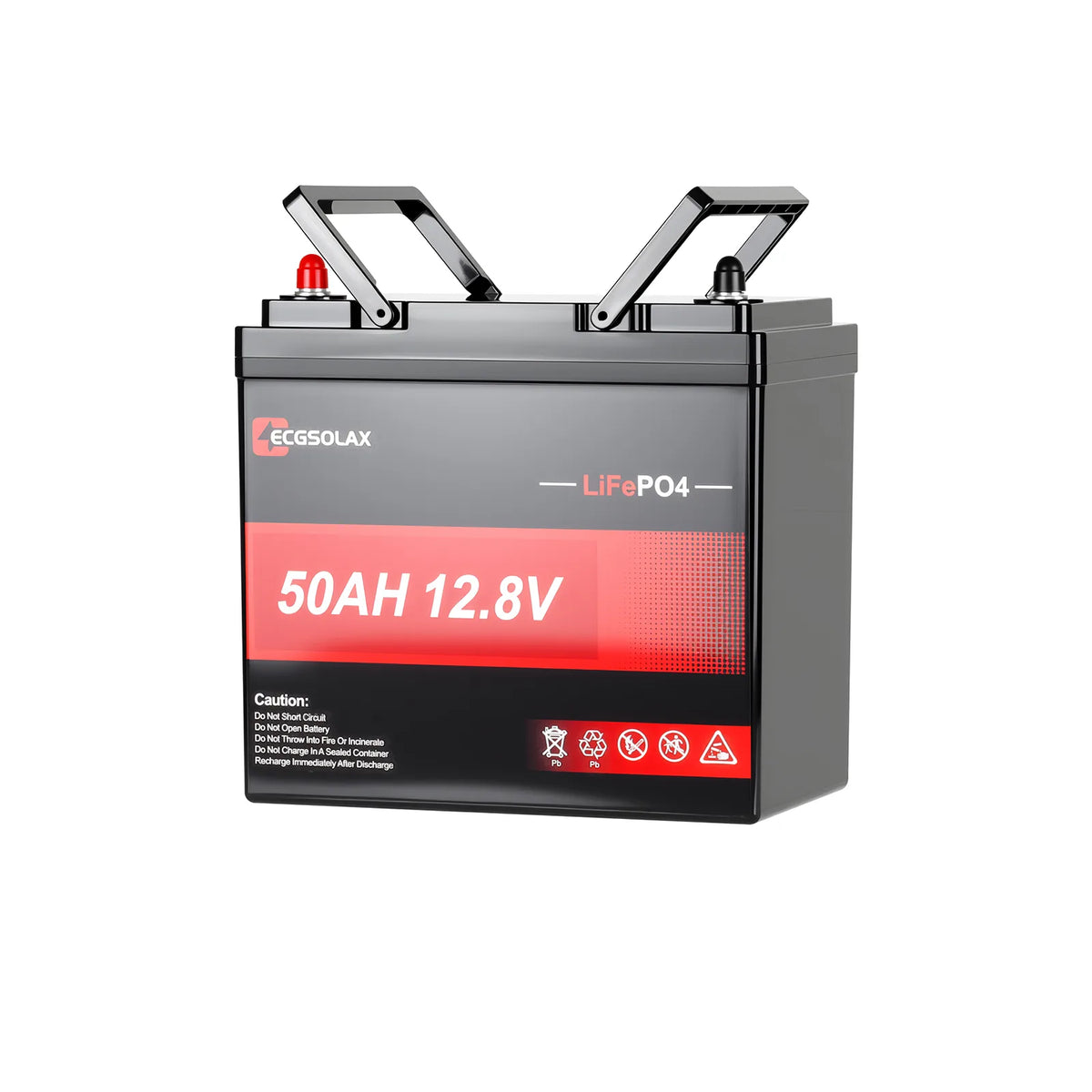 Ecosolax battery with specifications on a white background