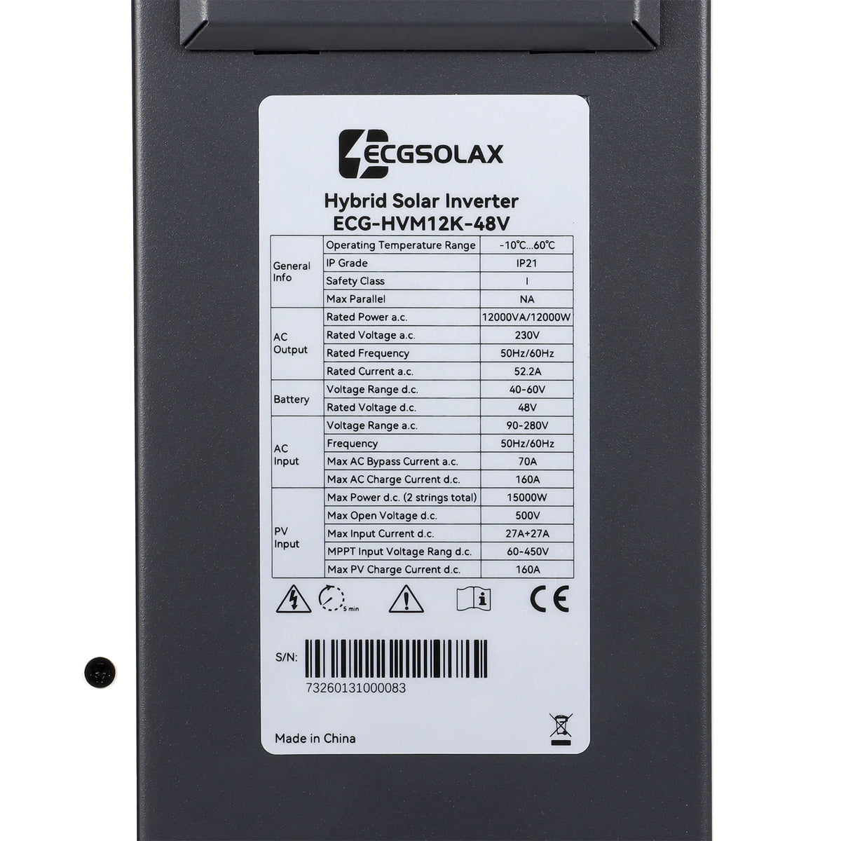 12kW 48Vdc 220Vac Hybrid Solar Inverter with MPPT All-in-One Off-Grid Solar Power System