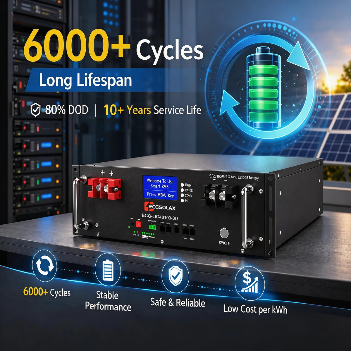 Signature Solar Battery Racks 48V 100Ah LiFePO4 Rack Battery 5.12kWh Solar Storage Rack Battery ...