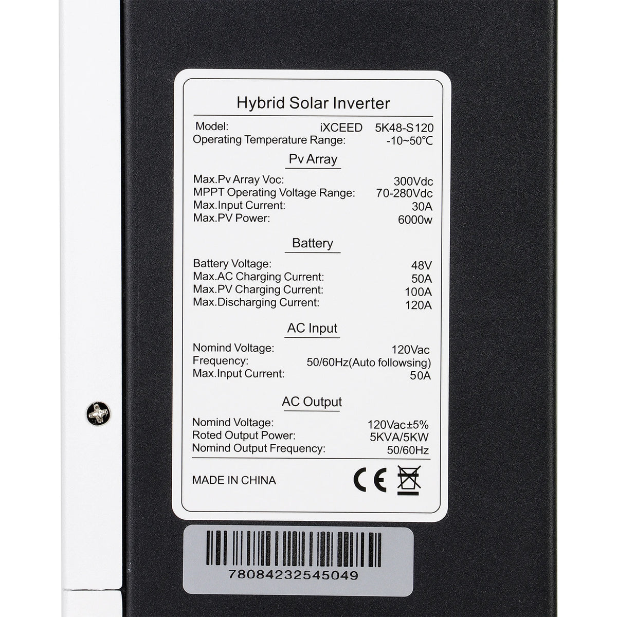 5kW 48V 110Vac Single Phase All-in-One Solar Inverter