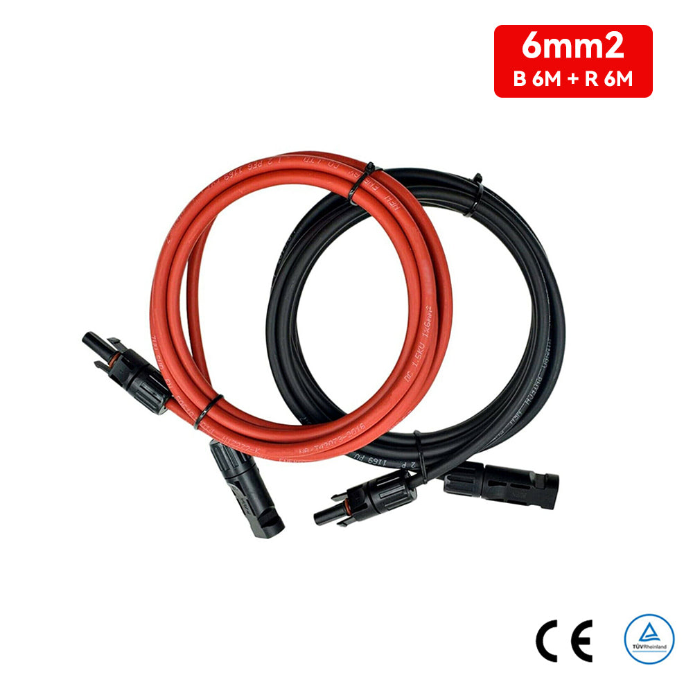 6M 6mm² Solar Panel Wire with photovoltaic MC4 solar connector red&black