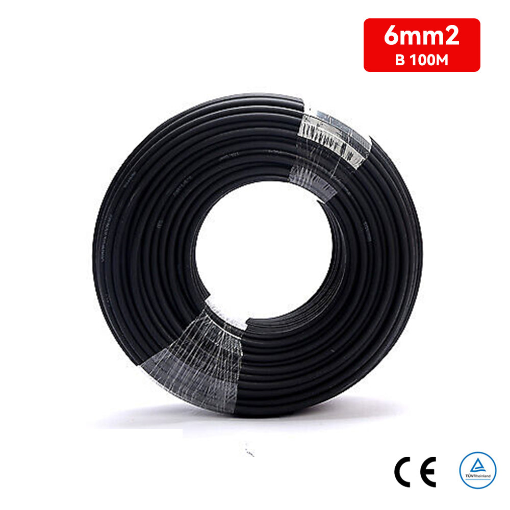 100M 6mm2 PV Wire MC4 Cable 10AWG TUV Proved - Black