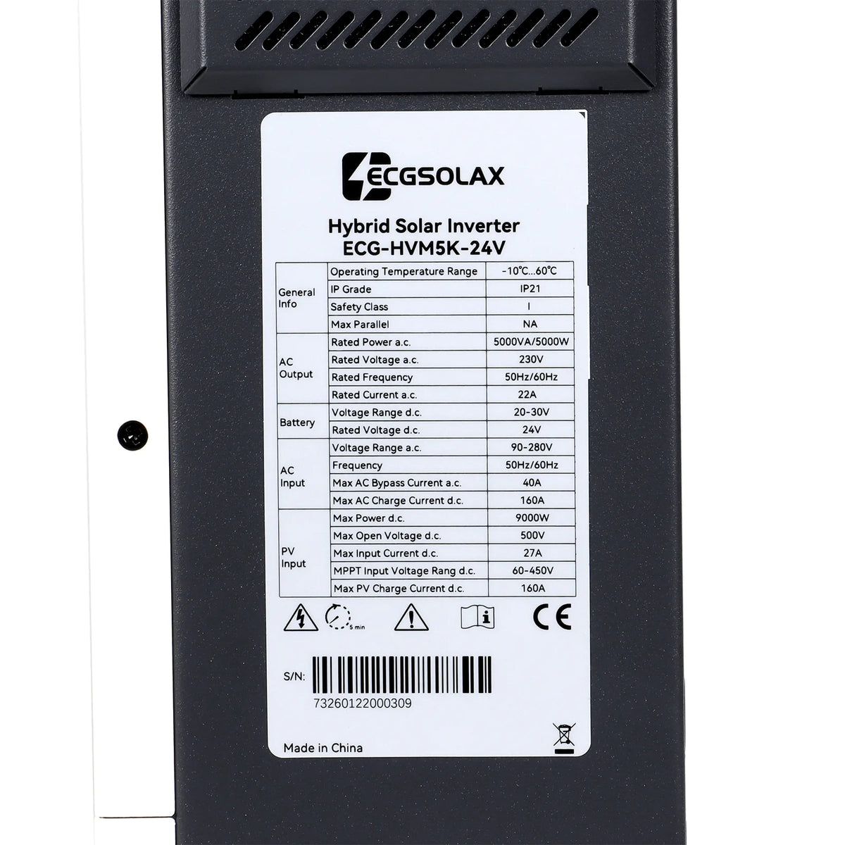 5kW 24Vdc 220Vac Solar Inverter Charger with MPPT All-in-One Solar Power System