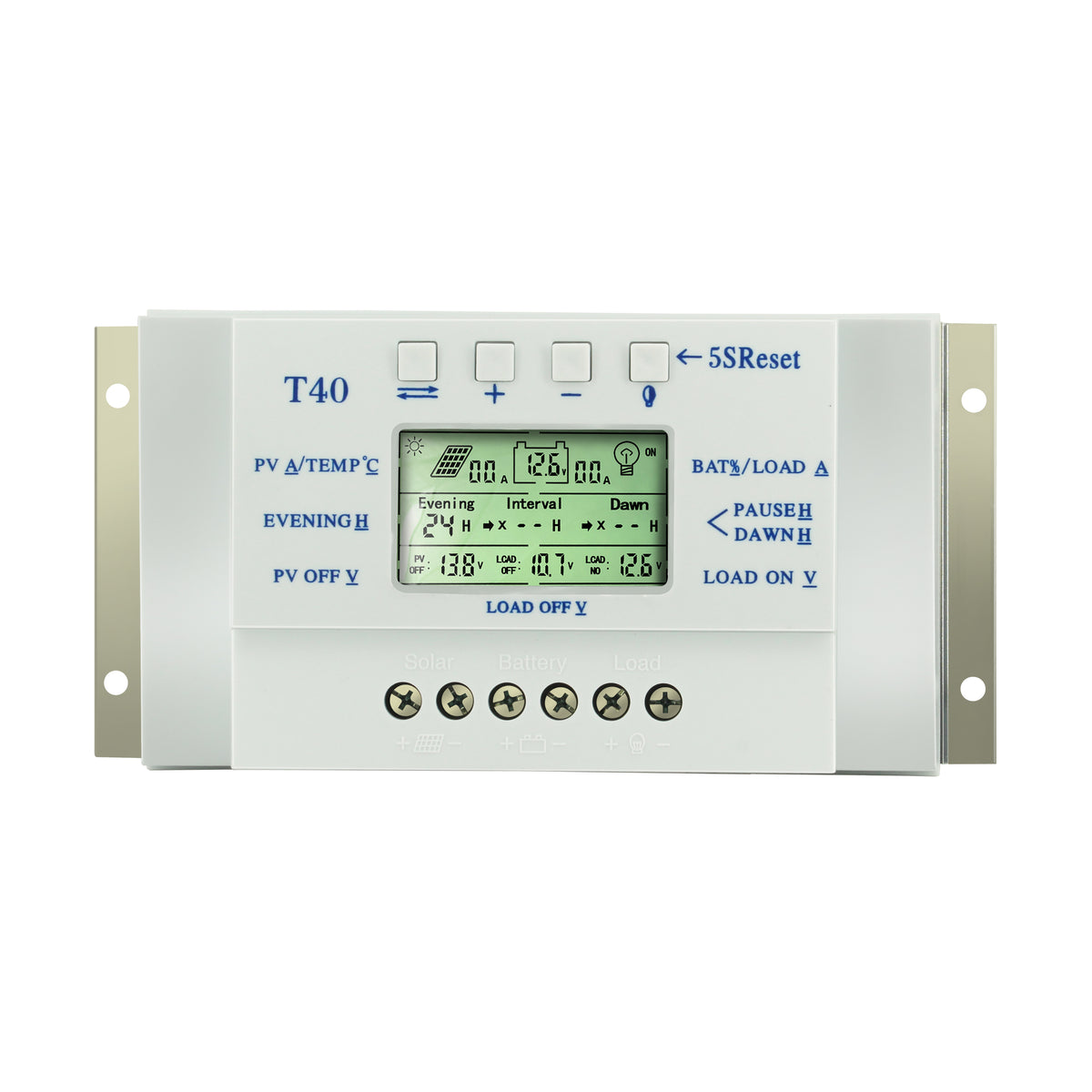 MPPT 40A Solar Charge and Discharge Controller 12V 24V LCD USB Regulator with Load Dual Timer Control for Solar Lighting System
