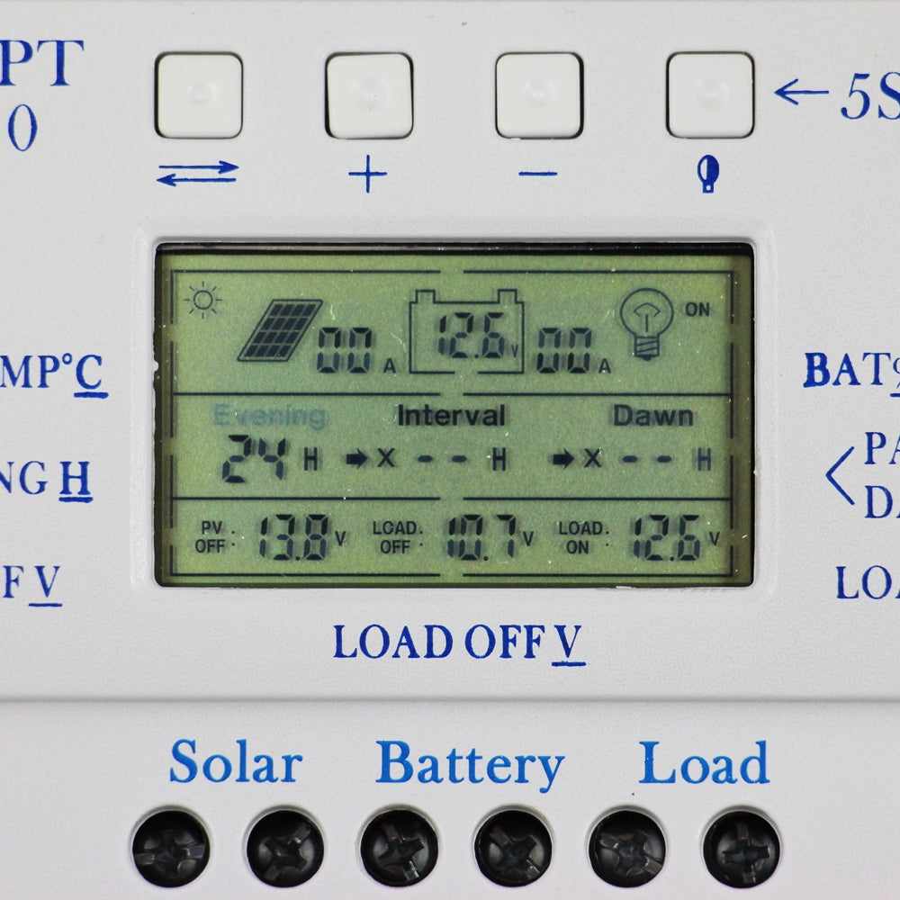 MPPT 40A Solar Charge and Discharge Controller 12V 24V LCD USB Regulator with Load Dual Timer Control for Solar Lighting System