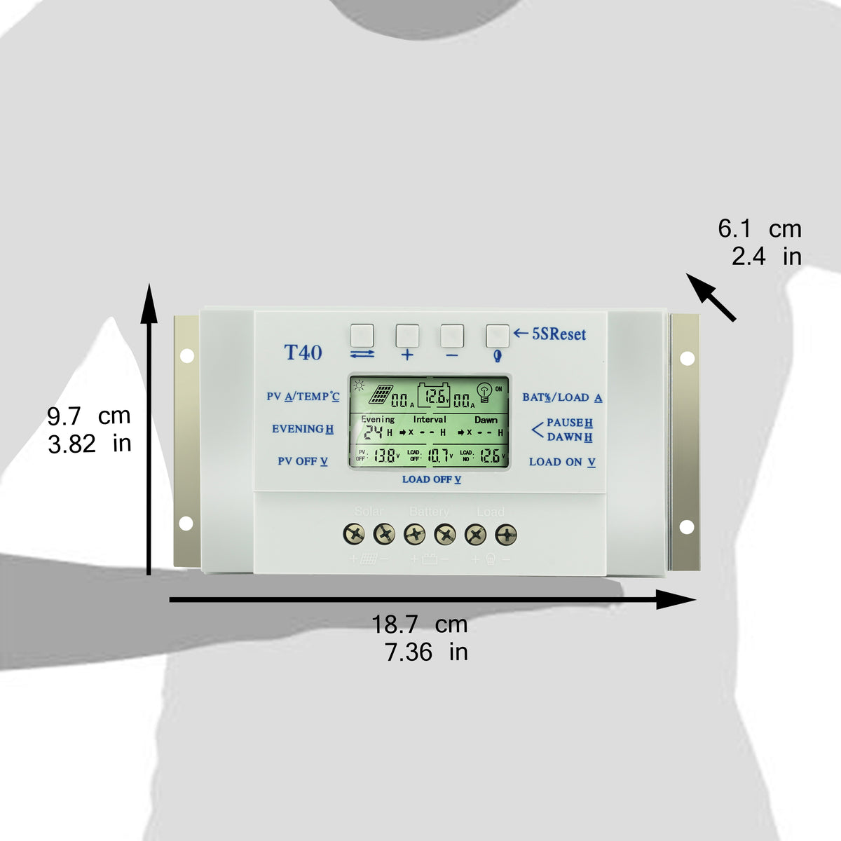 MPPT 40A Solar Charge and Discharge Controller 12V 24V LCD USB Regulator with Load Dual Timer Control for Solar Lighting System